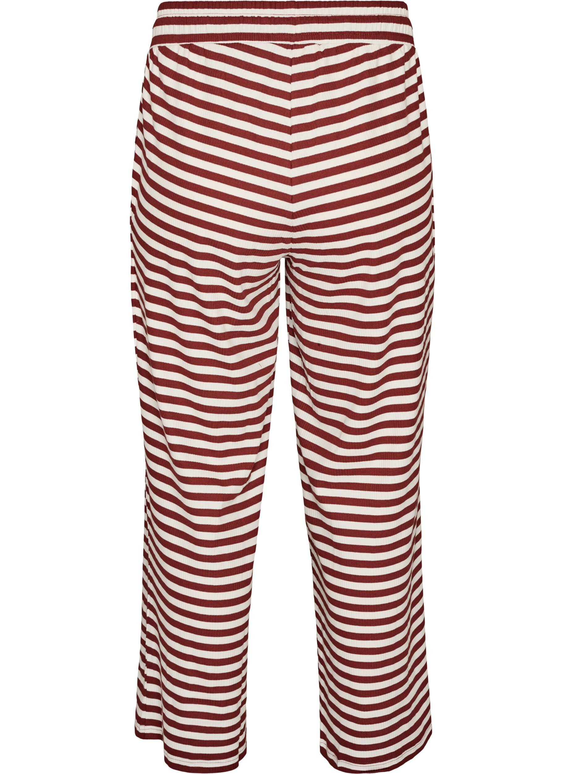 ZizziGestreepte pyjamabroek met een high waist en wijde pijpen, Rood, Packshot image number 1