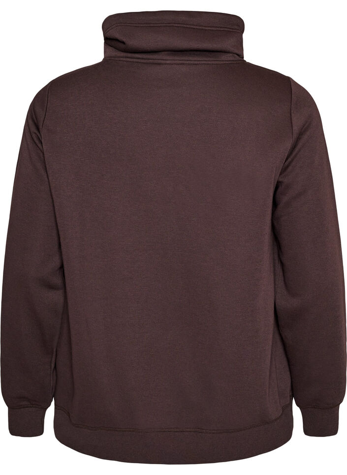 Sweatshirt met hoge kraag en zakken, Bruin, Packshot image number 1