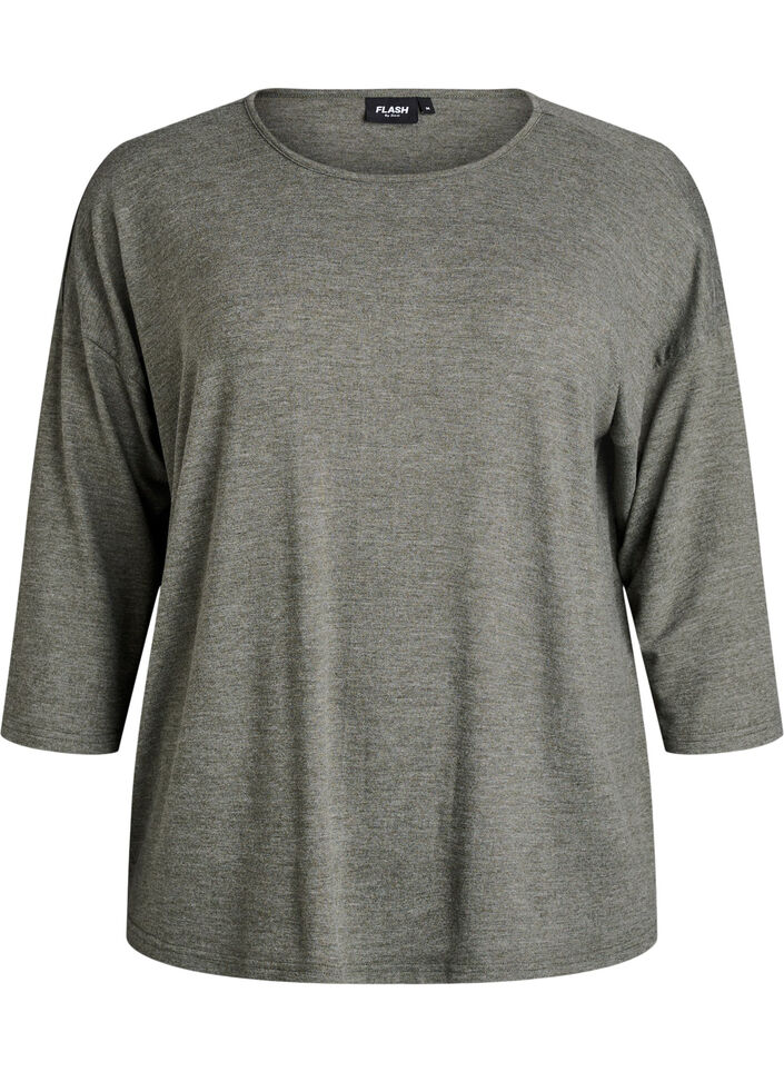 FLASH &ndash; Jersey blouse met 3/4 mouwen, Groen, Packshot image number 0