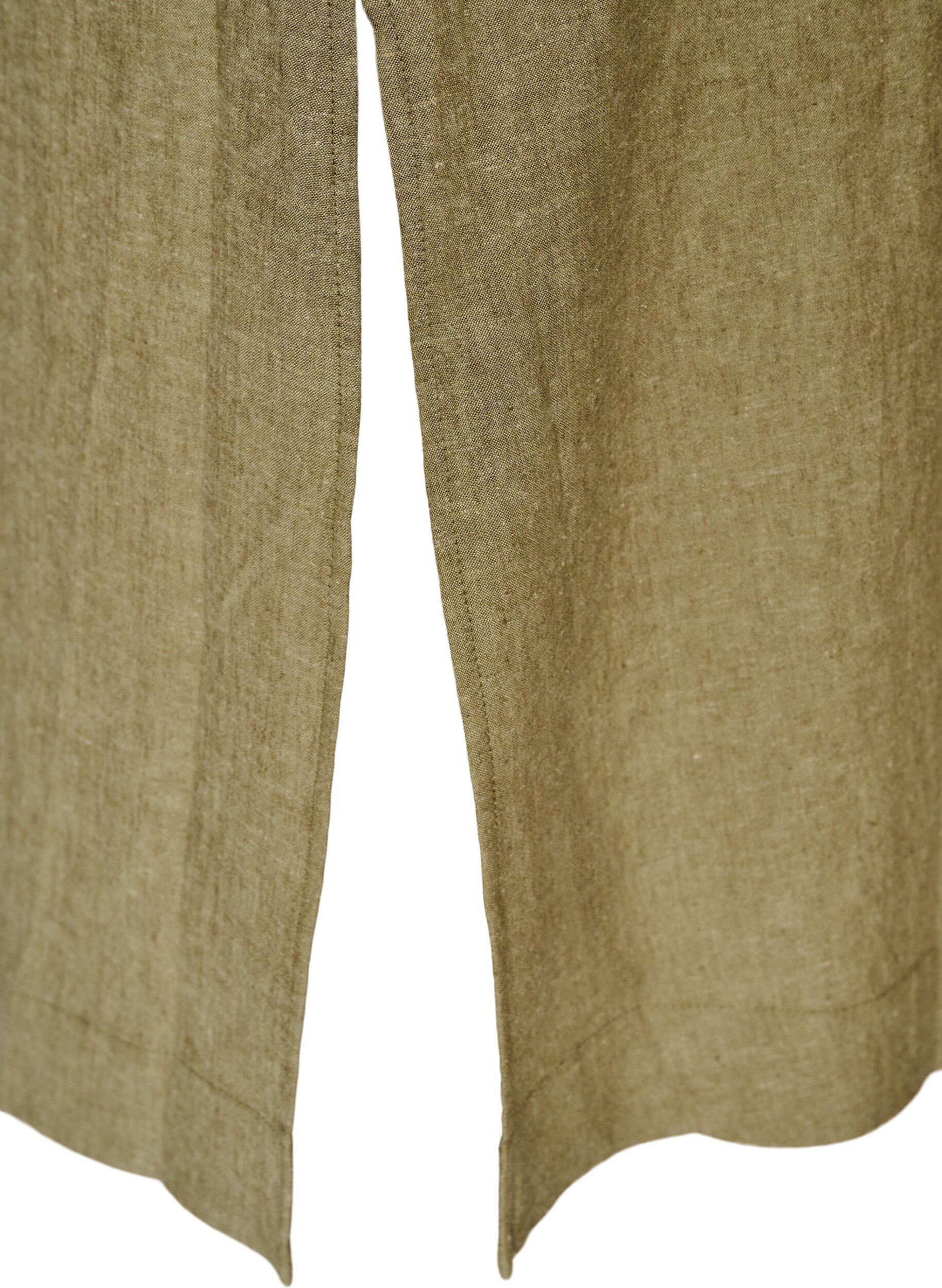 Zizzi Robe midi en lin et viscose avec manches mi-longues, Vert, Packshot image number 3