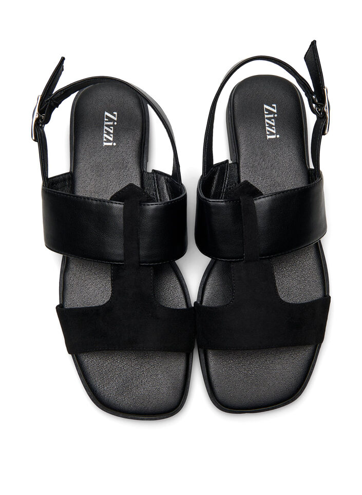 Wide fit - Sandalen met brede banden, Black, Packshot