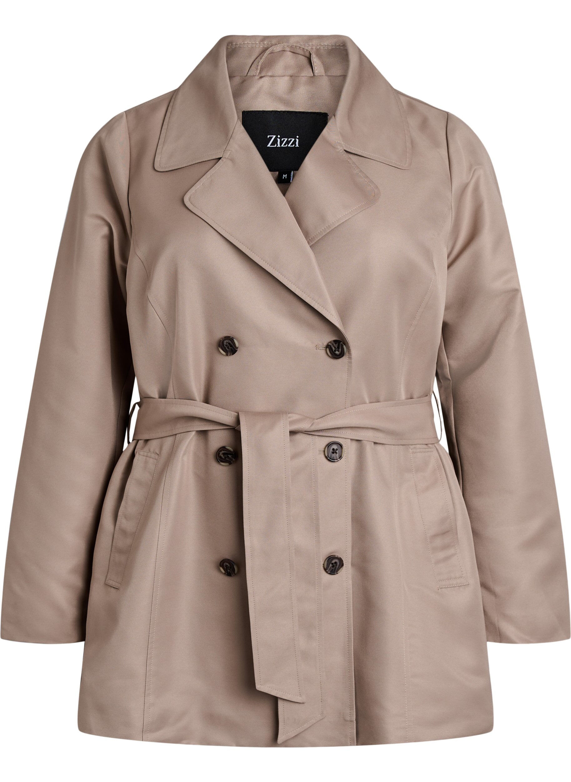 Korte trenchcoat met riem