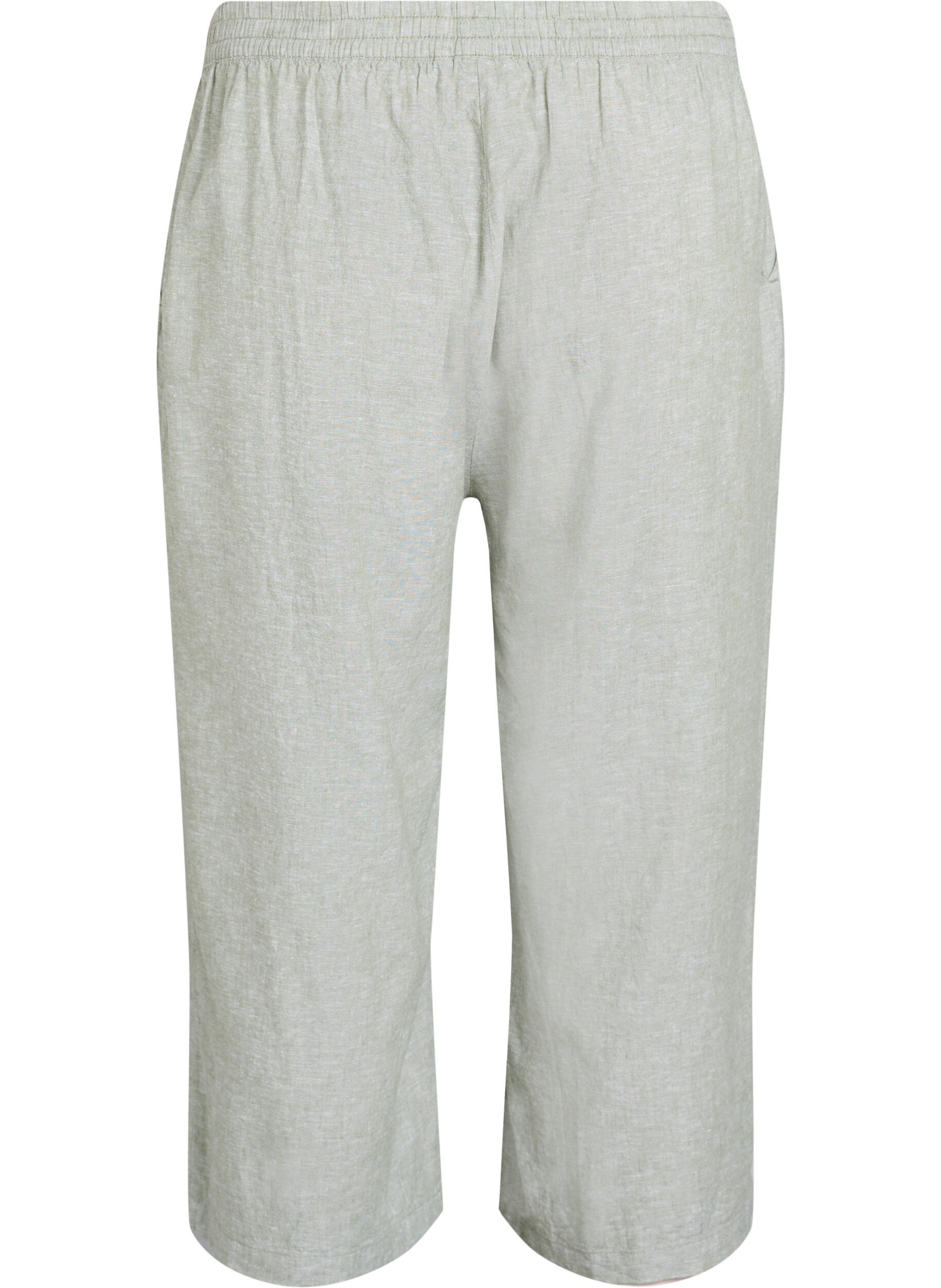 ZizziIngekorte broek van linnen en viscose, Groen, Packshot image number 1