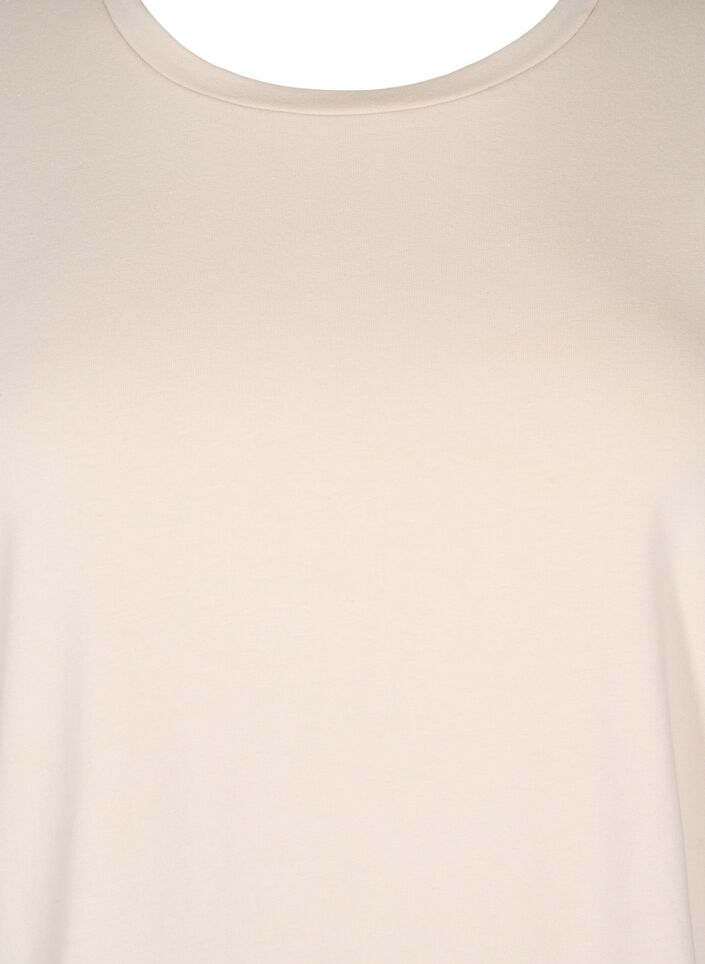 T-shirt met broderie anglaise en geschulpte randen, Beige, Packshot image number 2