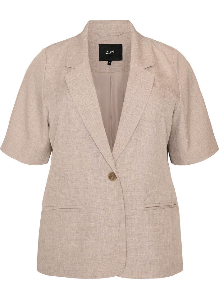 Blazer avec manches courtes et revers, Marron, Packshot