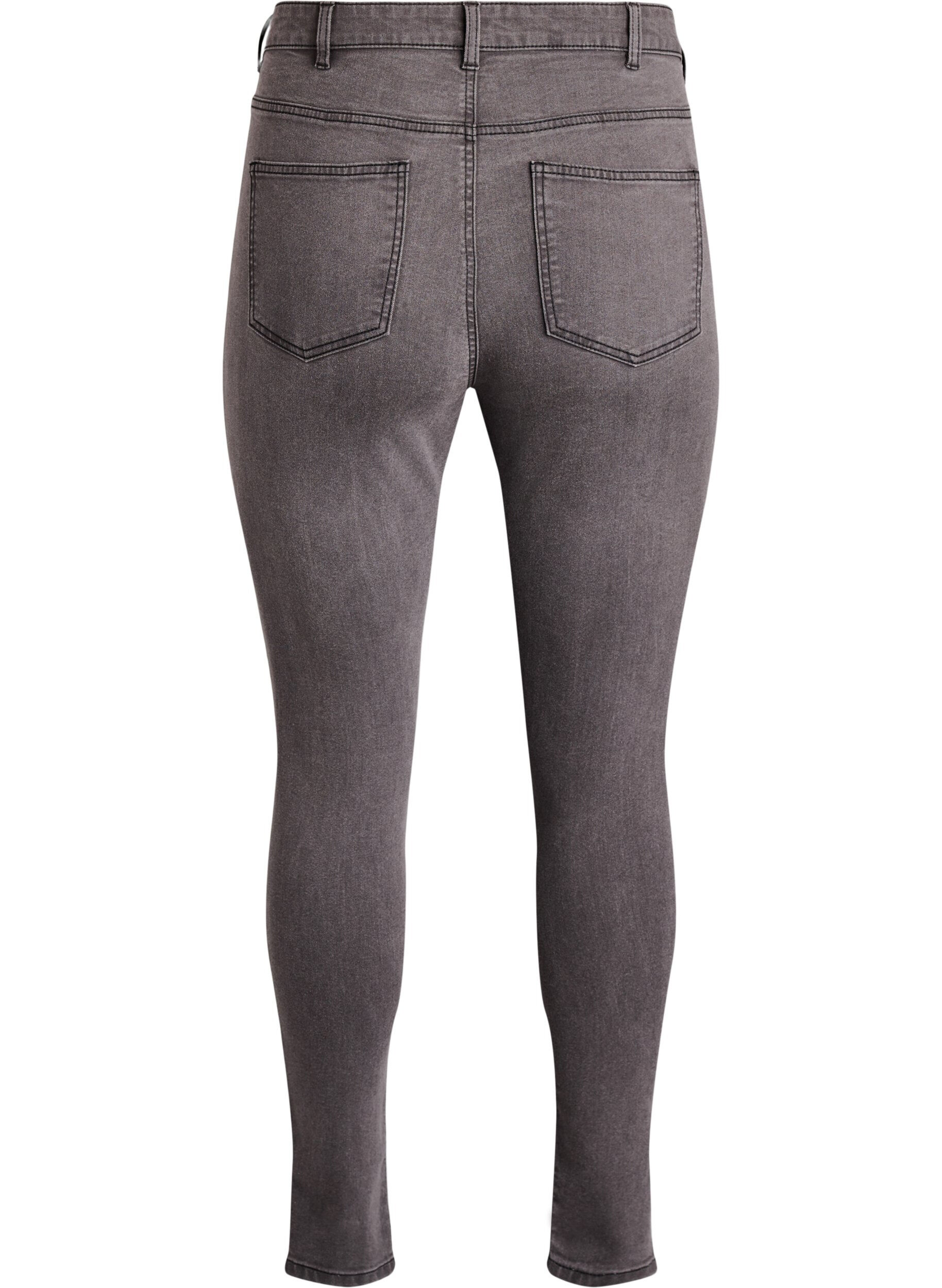 ZizziAmy super slim fit jeans met hoge taille, Grijs, Packshot image number 1