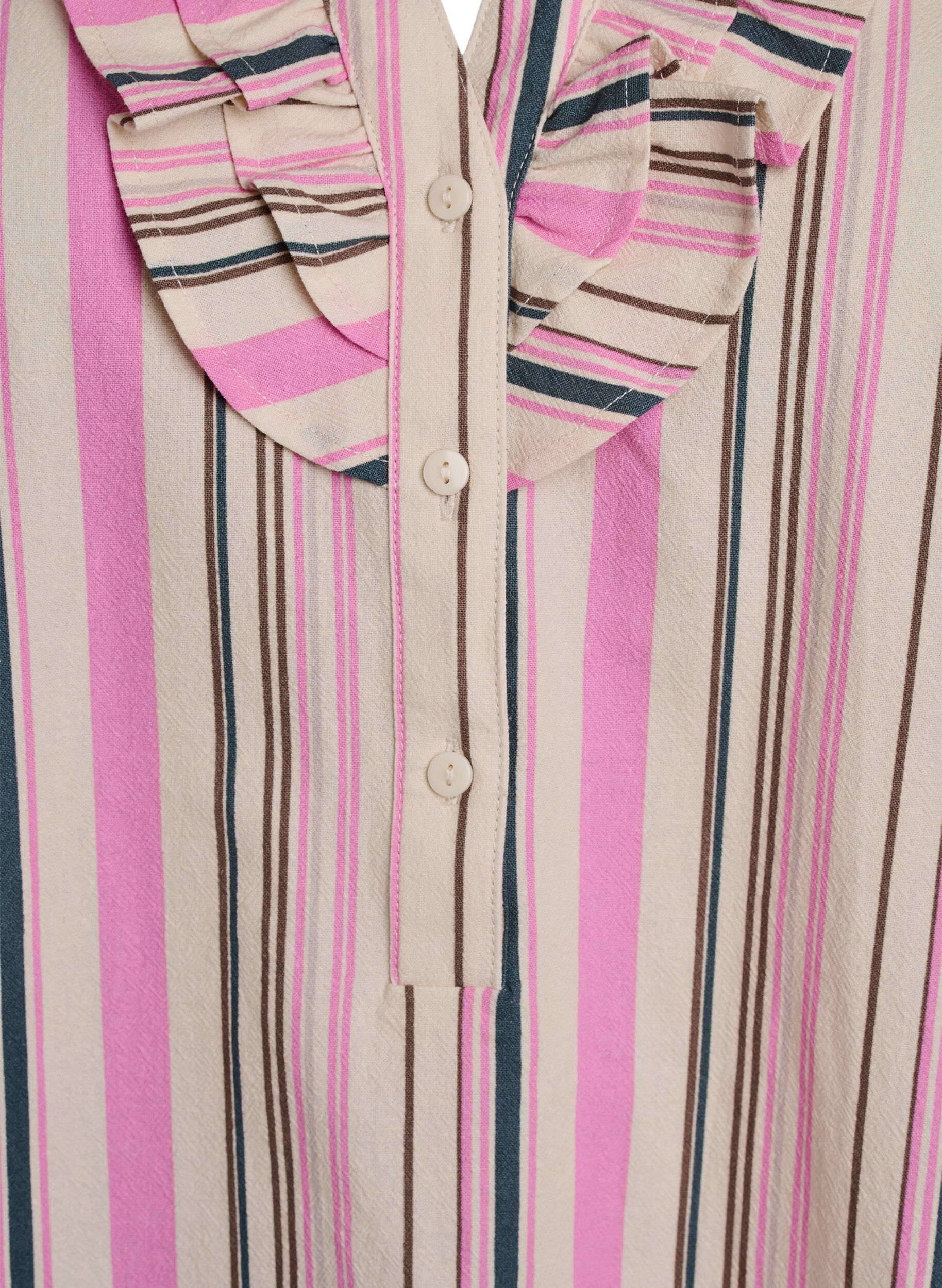Zizzi3/4 mouw blouse in katoen met strepen, Vanille, Packshot image number 2