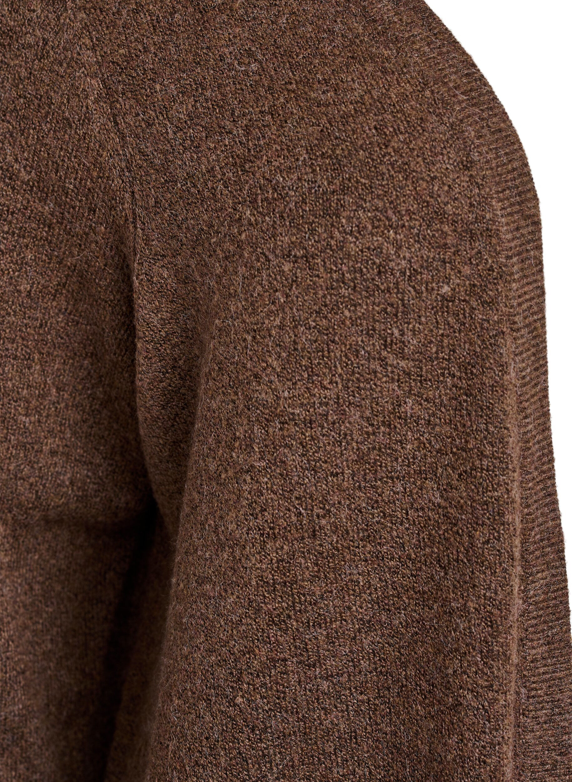 ZizziGeribd gebreid vest met zakken, Bruin, Packshot image number 2