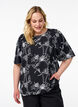 Blouse met korte mouwen en geborduurd patroon, Zwart, Model image number 0