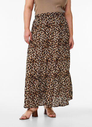 ZizziLange rok met elastiek in de taille, Leopard AOP, Model image number 2