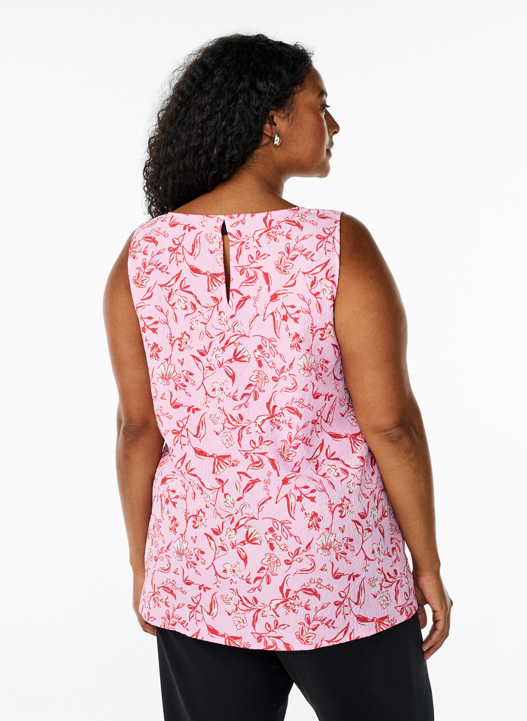 ZizziFLASH - Mouwloze top met textuur, Rood, Model image number 2