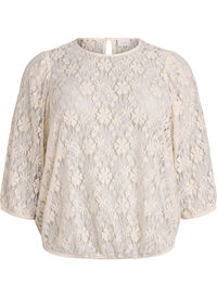 Kantblouse met 3/4 mouwen, Vanille Kantblouse met 3/4 mouwen