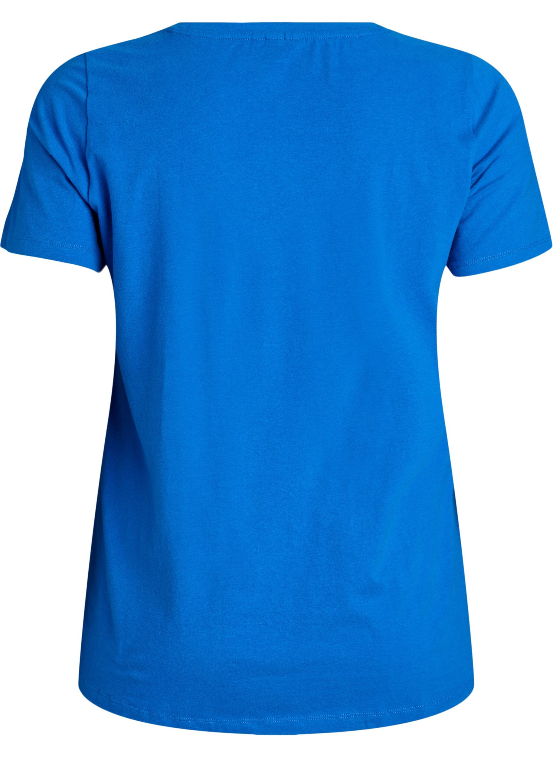 ZizziEffen basic katoenen T-shirt, Blauw, Packshot image number 1