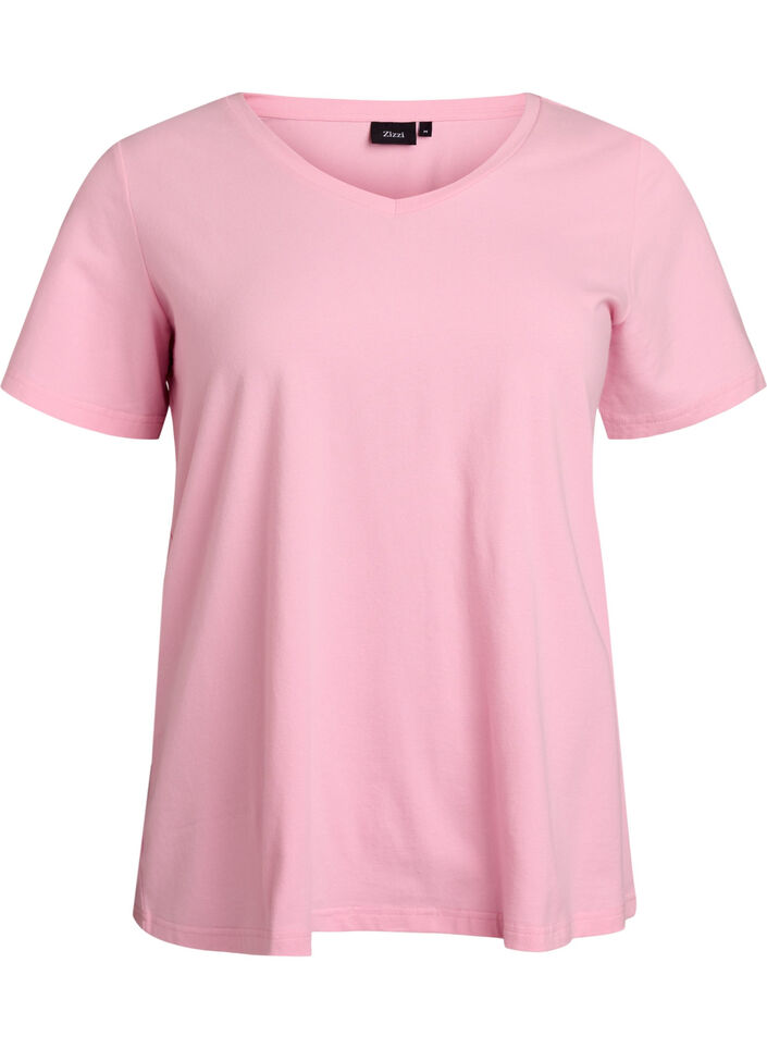 T-shirt en coton uni basique, Rose, Packshot image number 0