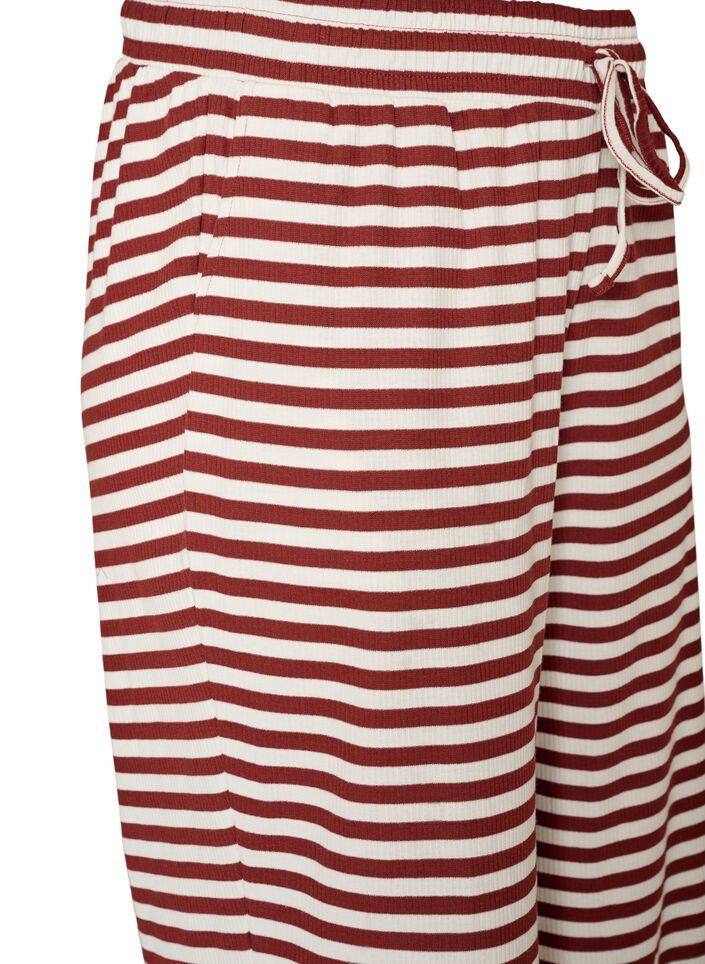 Gestreepte pyjamabroek met een high waist en wijde pijpen, Rood, Packshot image number 2