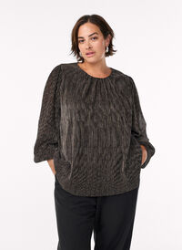 Partyblouse met glitterstrepen en lange mouwen, Zwart Partyblouse met glitterstrepen en lange mouwen, Zwart, Model