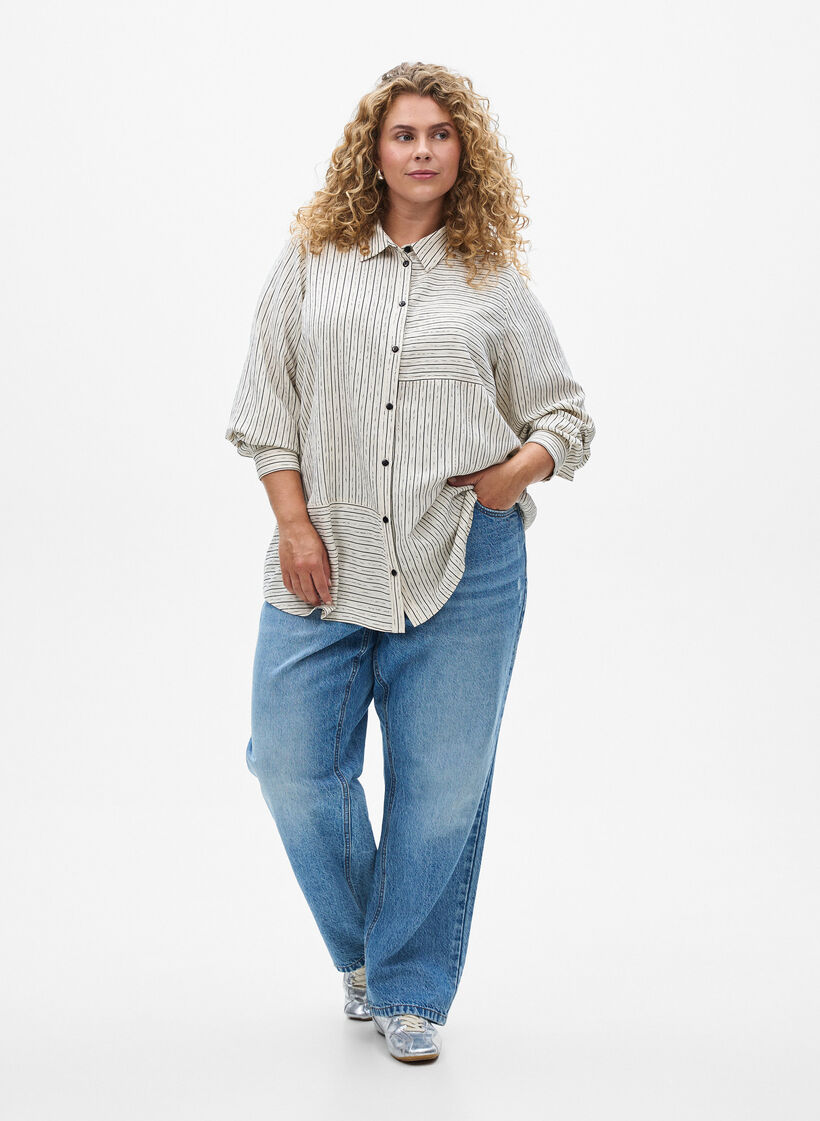 Shirt met gestreept patroon, White Stripe, Model