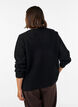 Gebreide blouse met een opengewerkt structuurpatroon, Zwart, Model image number 2