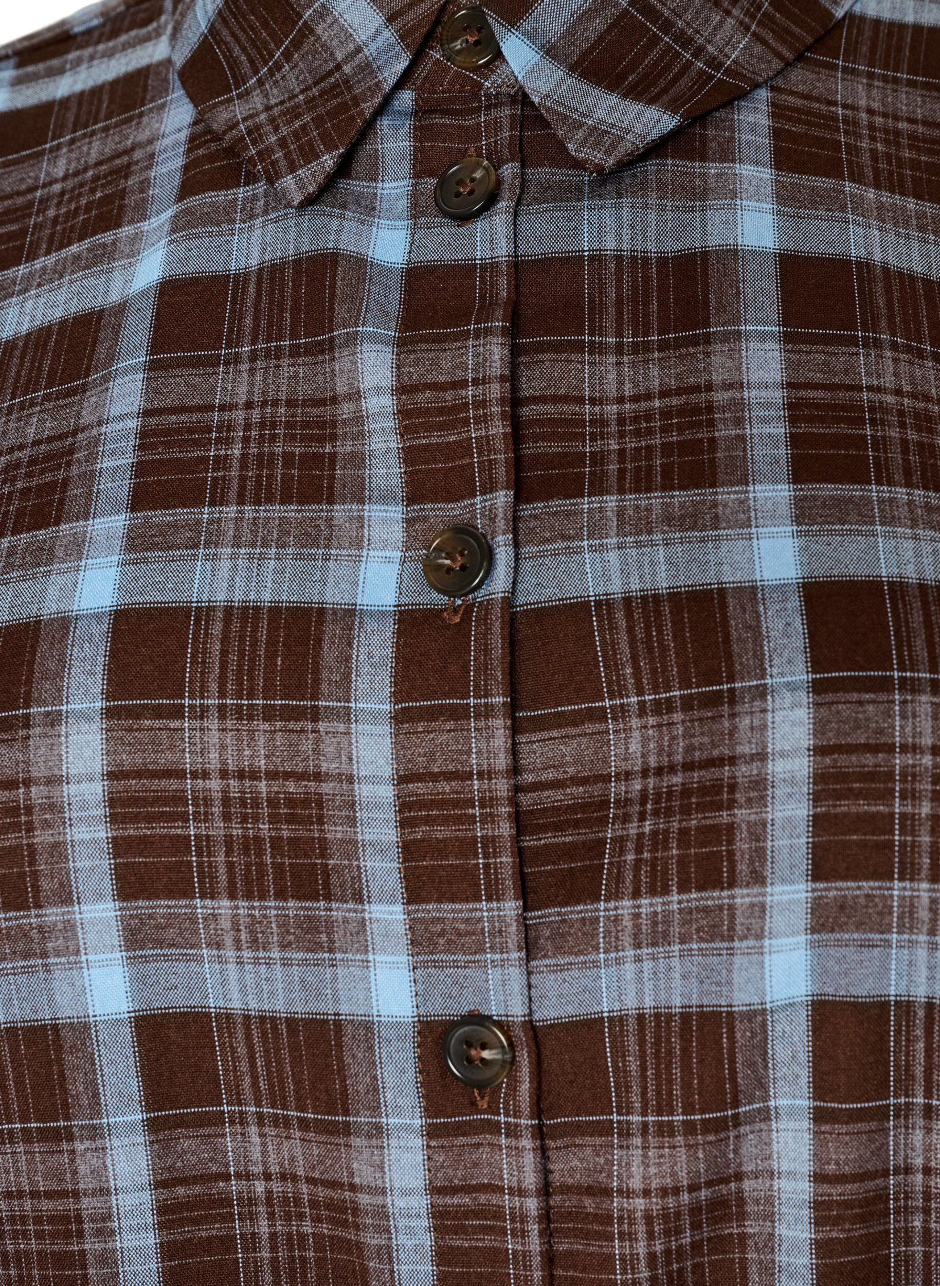 ZizziKnie-lange overhemdjurk met ruitpatroon, Bruin, Packshot image number 2