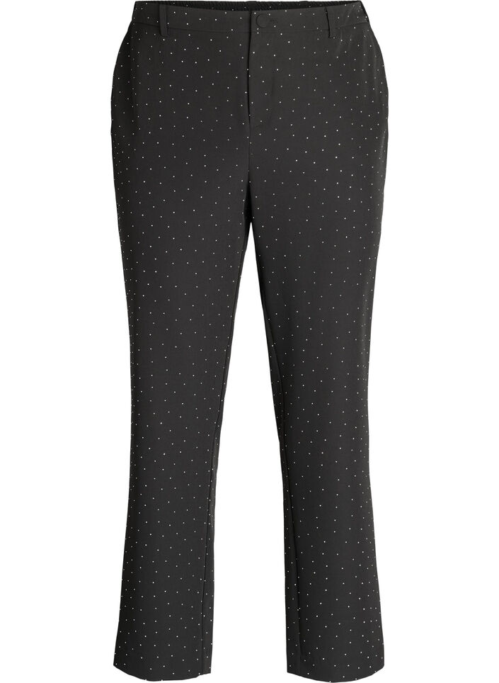 Broek met rhinestones en een hoge taille, Zwart Broek met rhinestones en een hoge taille, Zwart, Packshot