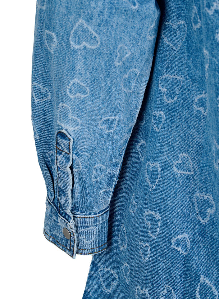 Spijkerjurk met hartjespatroon, Blue Denim Heart, Packshot