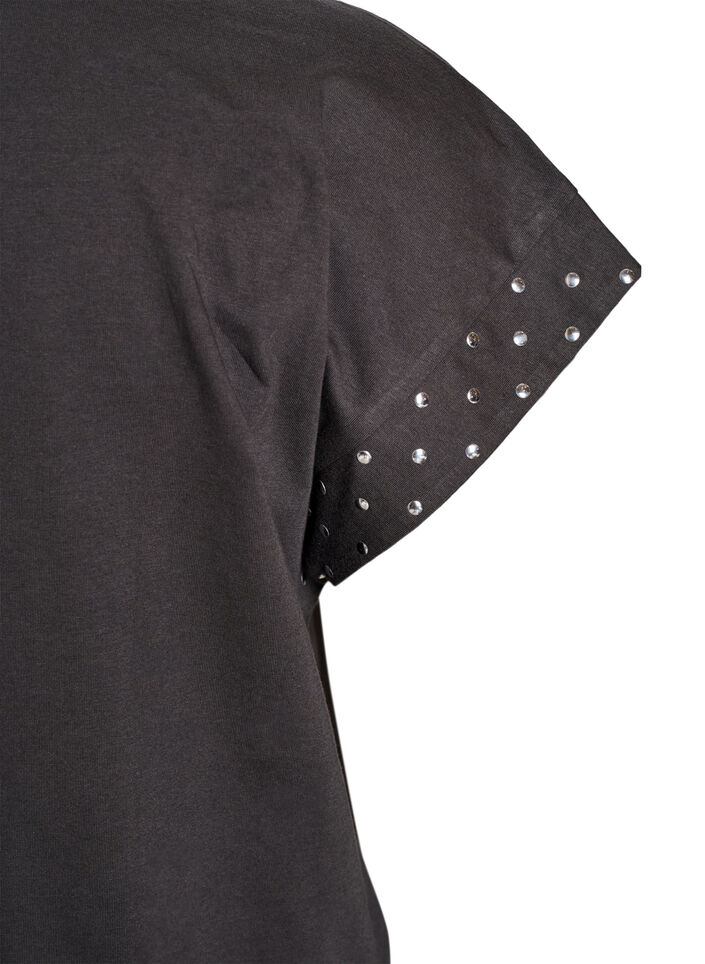 T-shirt van biologisch katoen met studs, Grijs, Packshot image number 3