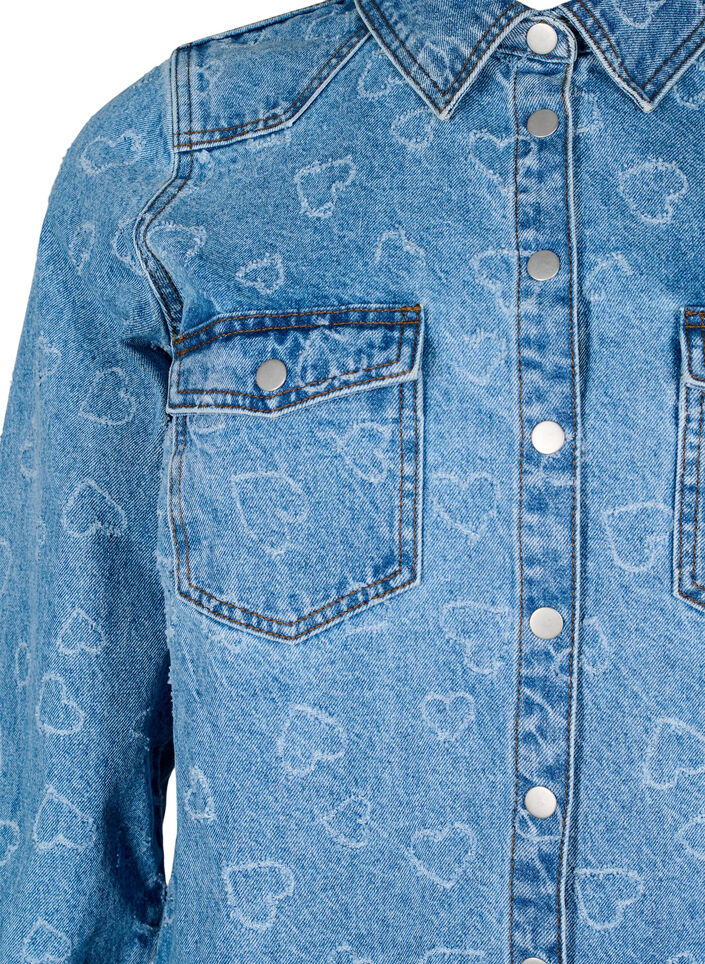 Spijkerjurk met hartjespatroon, Blue Denim Heart, Packshot