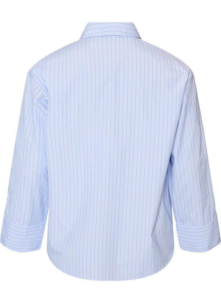 Gestreept shirt met wijde manchetten, Blauw, Packshot image number 1