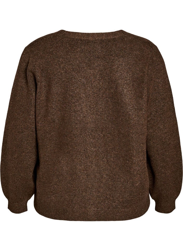 Vest met decoratieve knopen en V-hals, Bruin, Packshot image number 1
