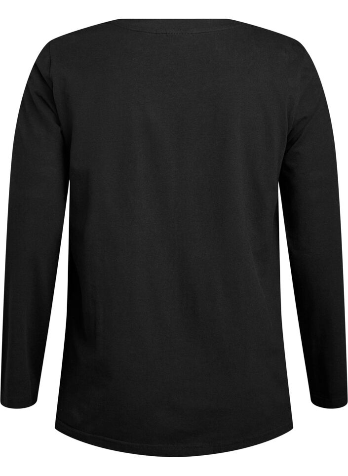 Basic jerseyblouse met lange mouwen, Zwart, Packshot image number 1