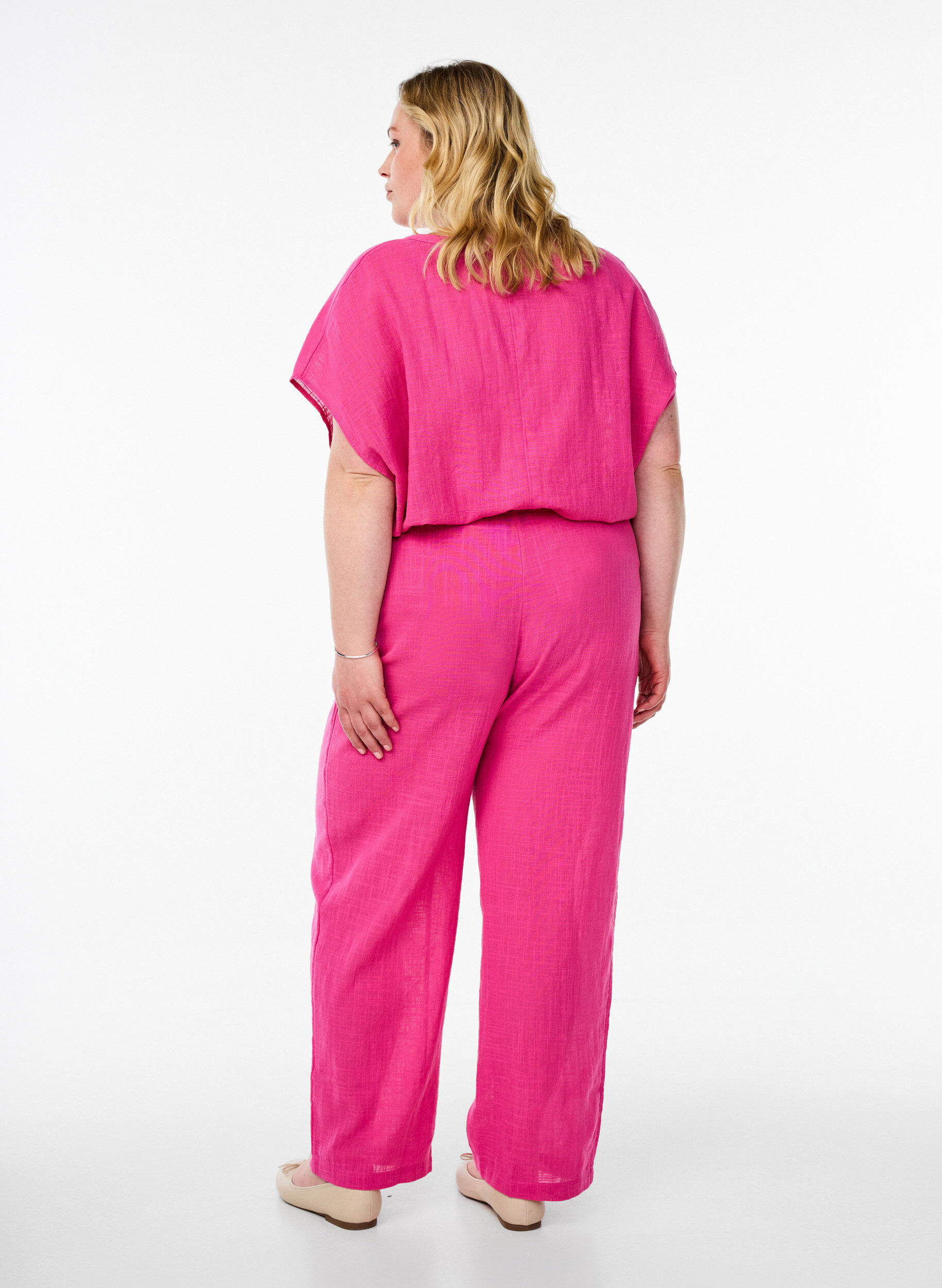 ZizziFLASH - Broek met rechte pijpen en een hoge taille, Roze, Model image number 1