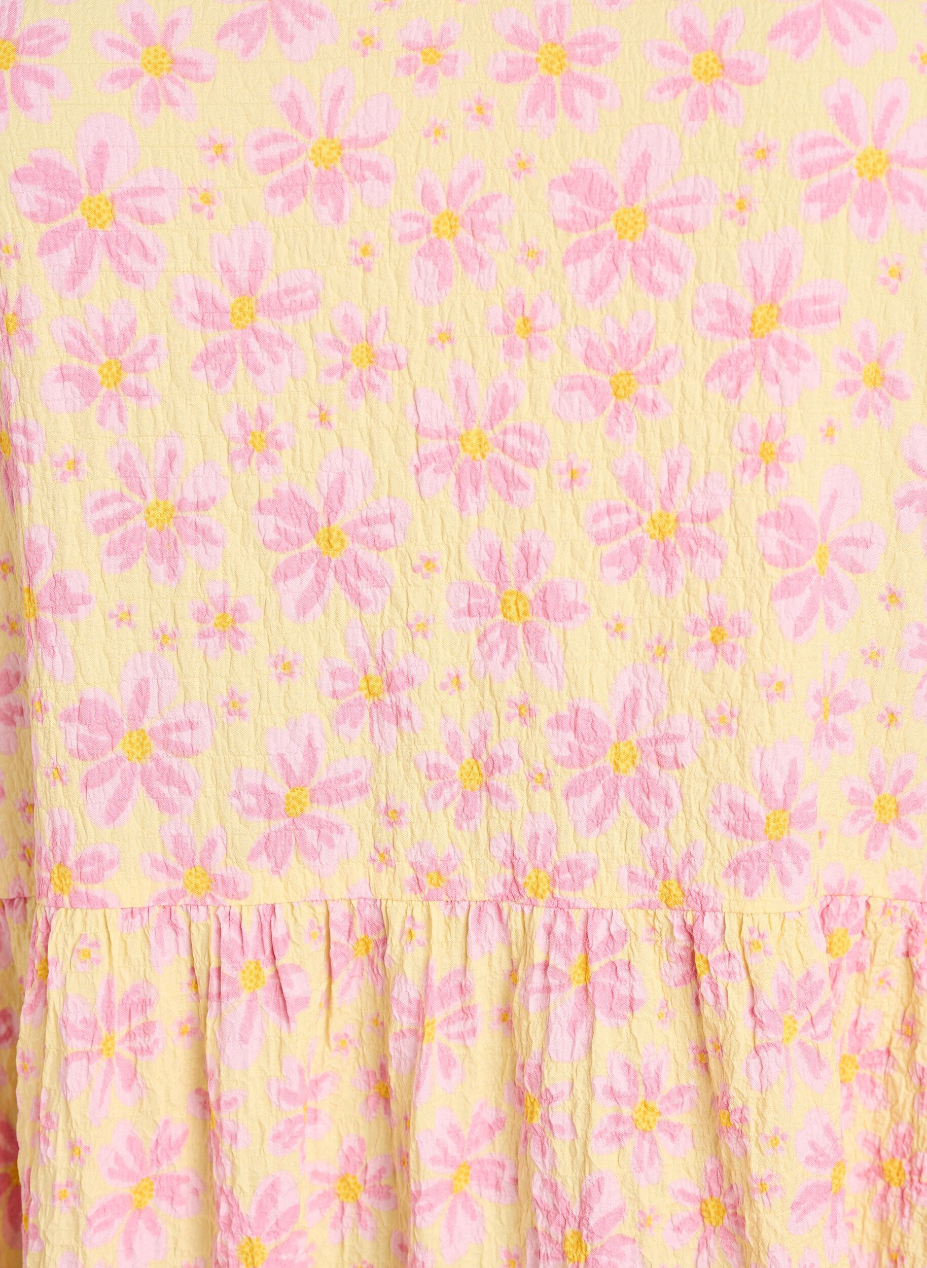 ZizziEnkellange jurk met korte mouwen en gelaagde ruches, Geel, Packshot image number 2