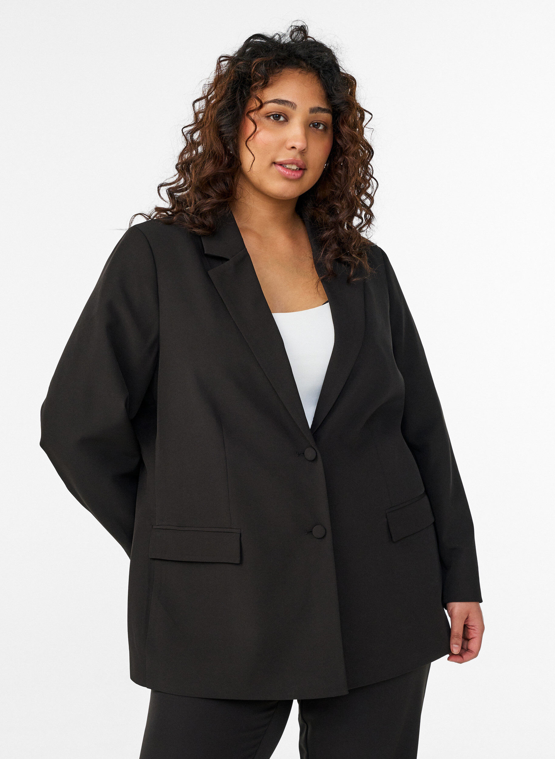 ZizziKlassieke blazer met knoopsluiting, Zwart, Model image number 0