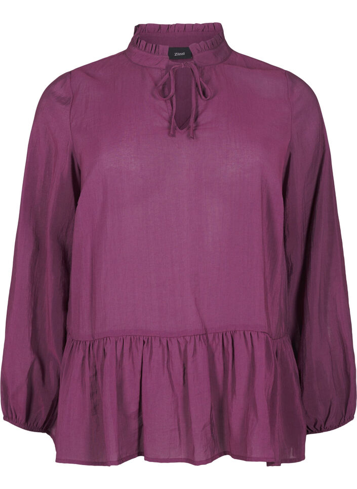 Viscose blouse met peplum, Paars, Packshot image number 0