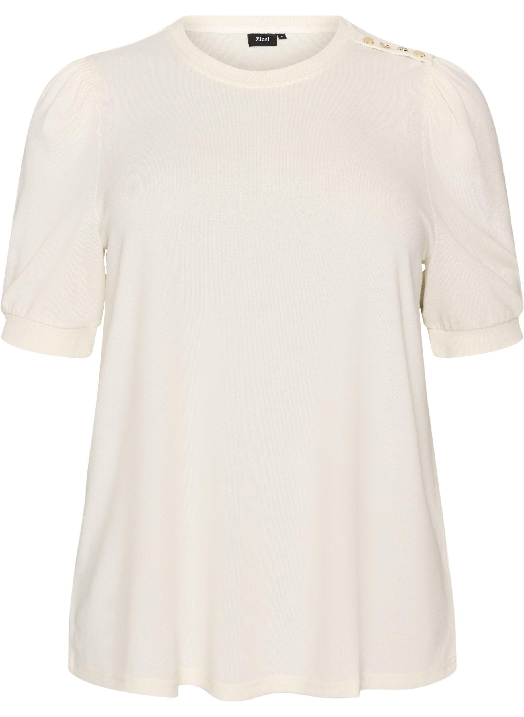 Blouse met knoopdetail en korte pofmouwen