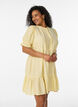 Korte viscose jurk met ruchesdetails, Geel, Model image number 0