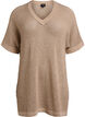FLASH - Gebreide blouse met korte mouwen en V-hals, Beige, Packshot image number 0