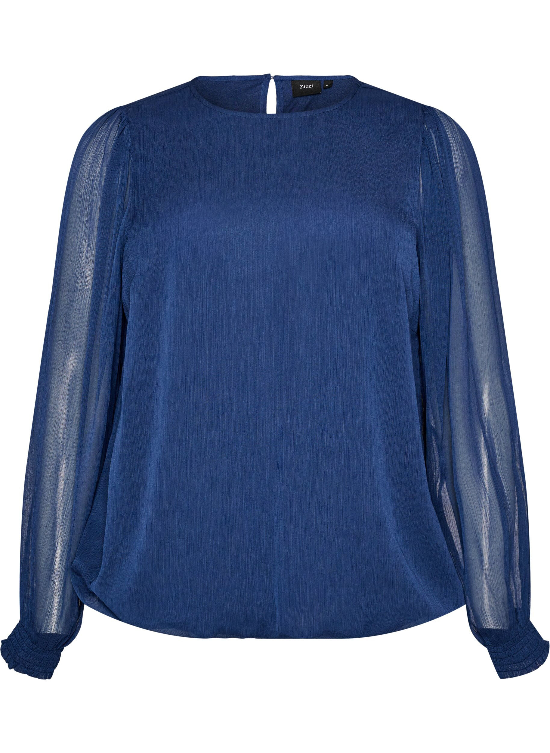 Chiffonblouse met doorschijnende mouwen