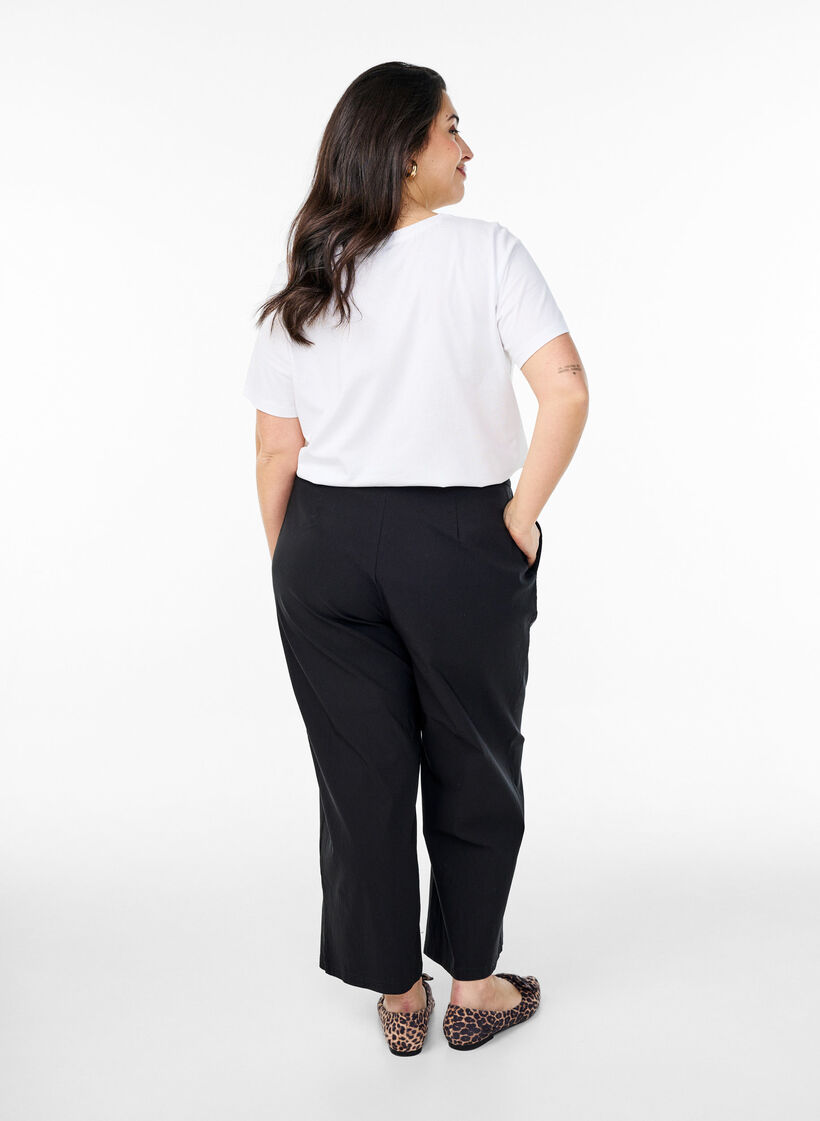 Culotte broek in gemengd stof, Black, Model