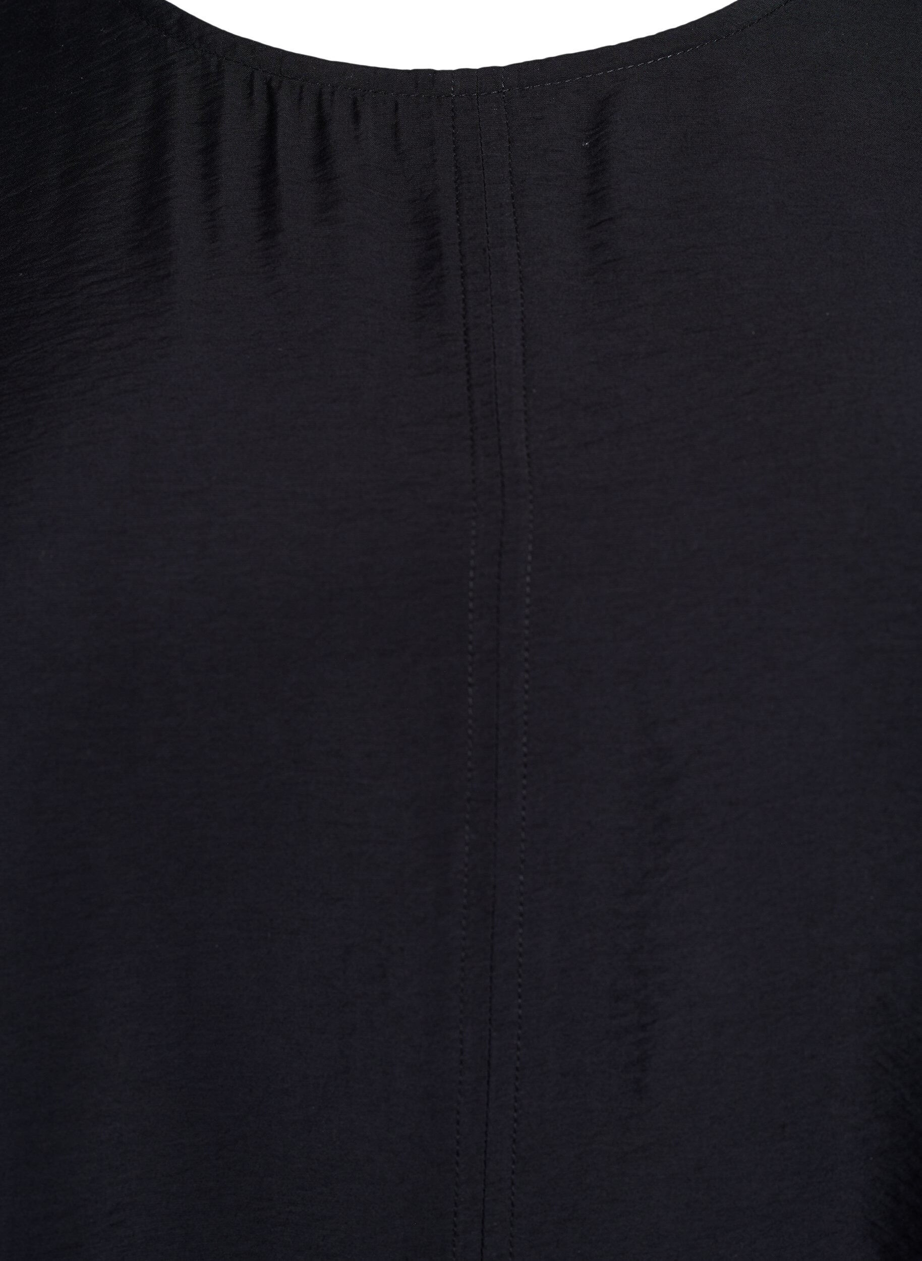 ZizziA-lijn viscose jurk met korte mouwen, Zwart, Packshot image number 2