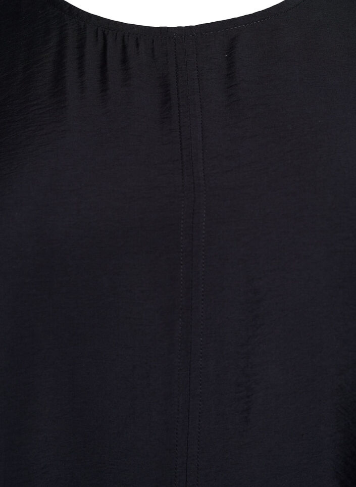 A-lijn viscose jurk met korte mouwen, Zwart, Packshot image number 2