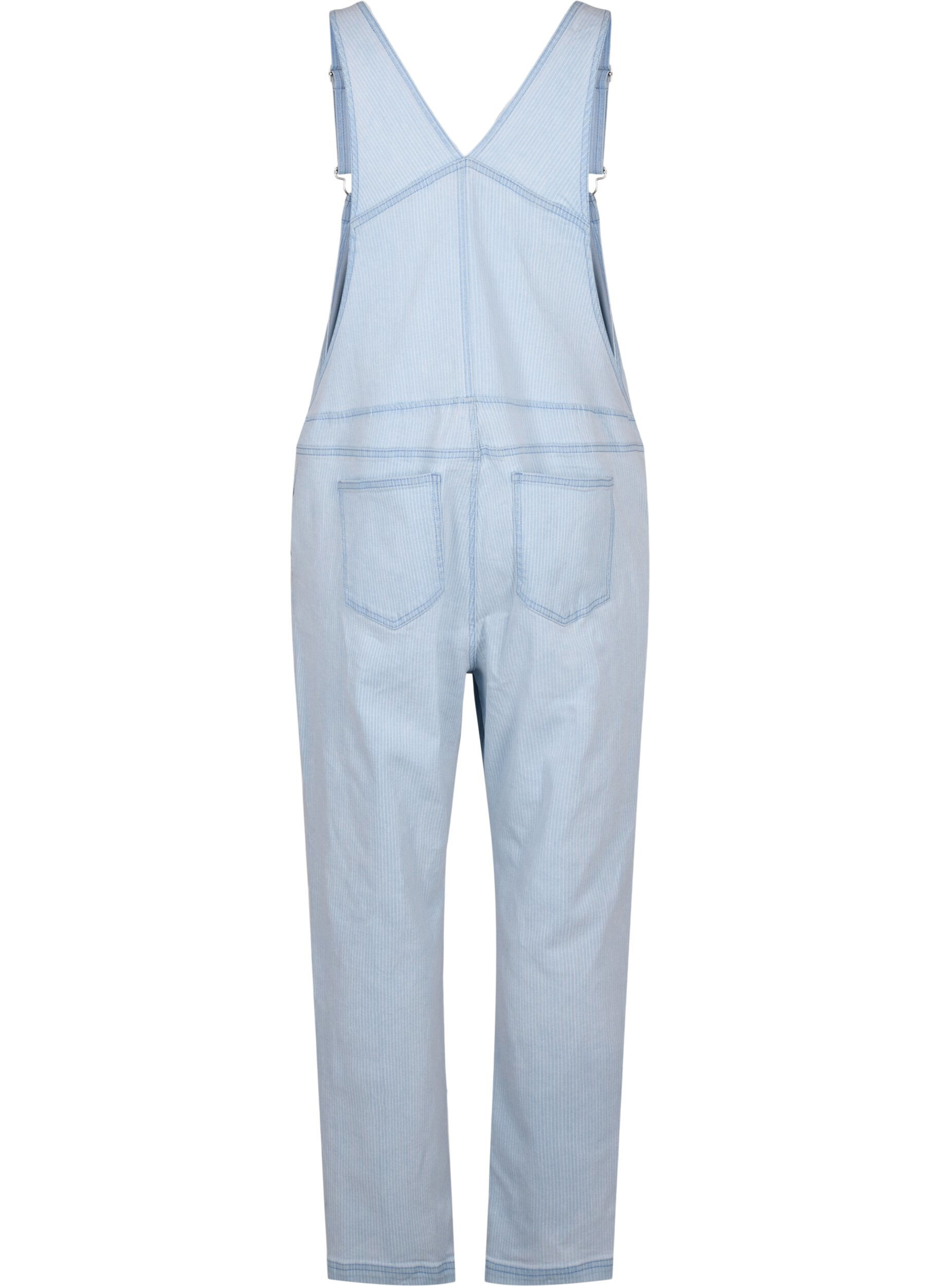 ZizziGestreepte denim overall, Blauw, Packshot image number 1