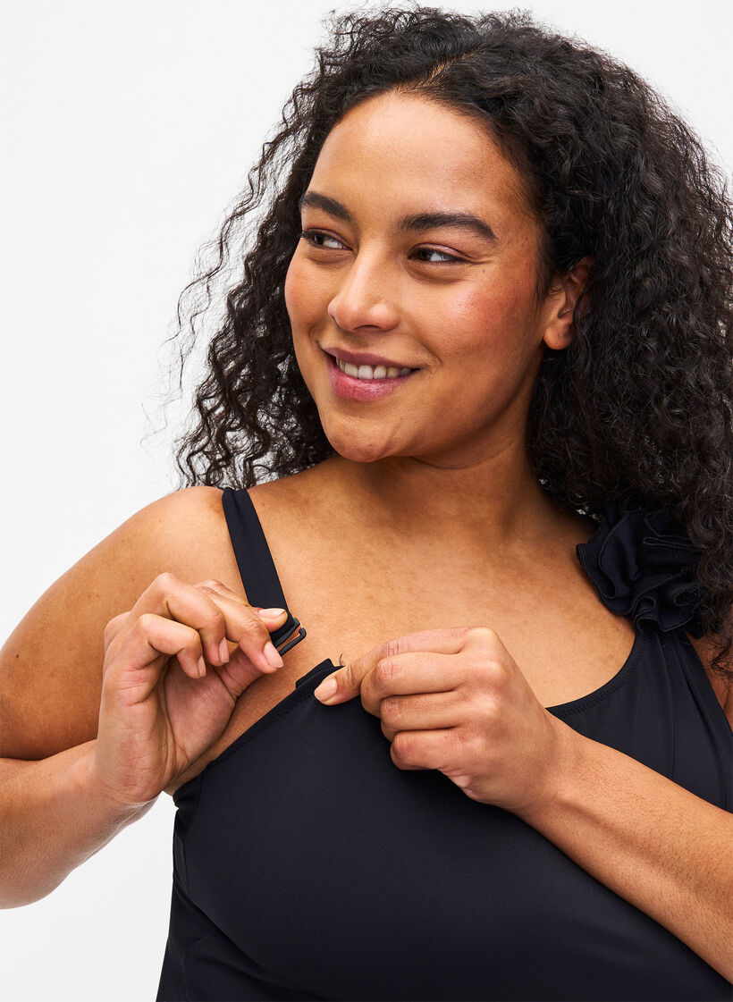 Badpak met asymmetrische halslijn, Black, Model