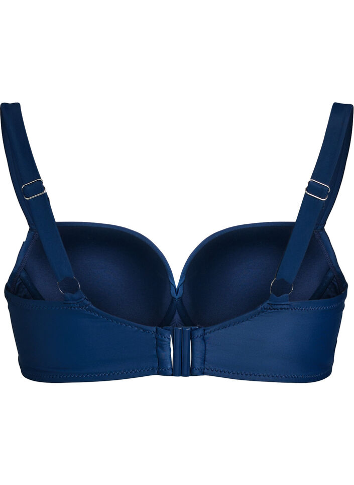 Bikini top met beugel en plooien, Blauw, Packshot image number 1