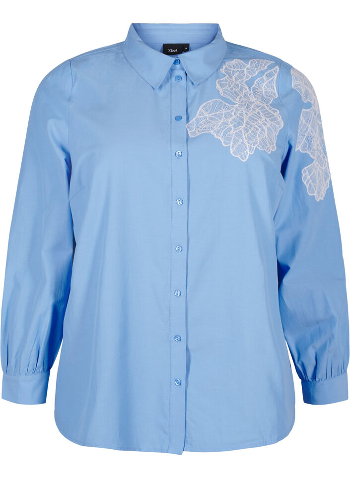 Shirt met kanten details, Della Robbia Blue, Packshot