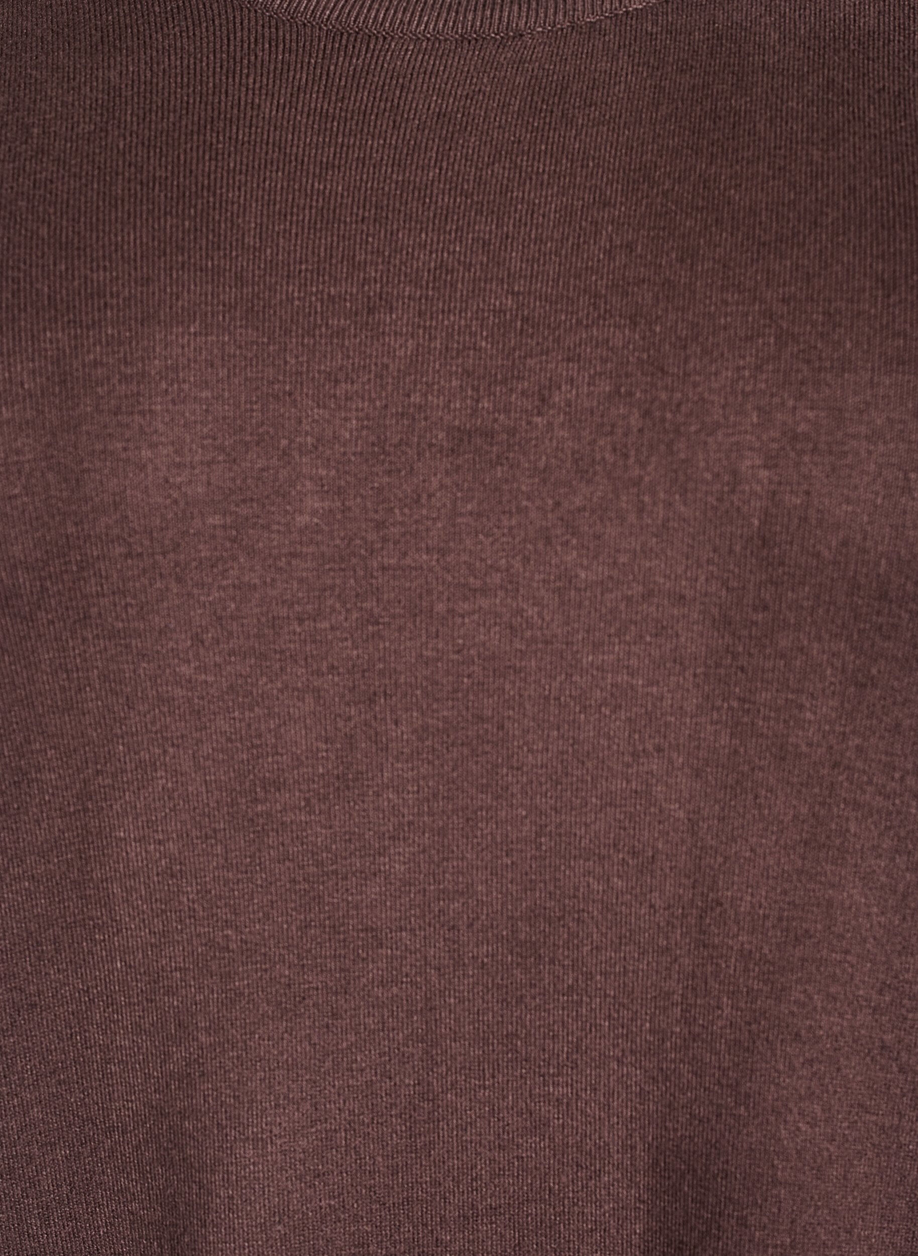 ZizziKnielange gebreide jurk met korte mouwen, Bruin, Packshot image number 2