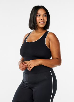 ZizziRacerback sport-bh met contrasterende biezen, Black w. Piping, Model image number 0