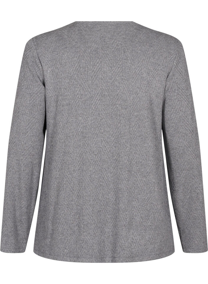 Gepatroonde blouse met lange mouwen, Grijs, Packshot image number 1