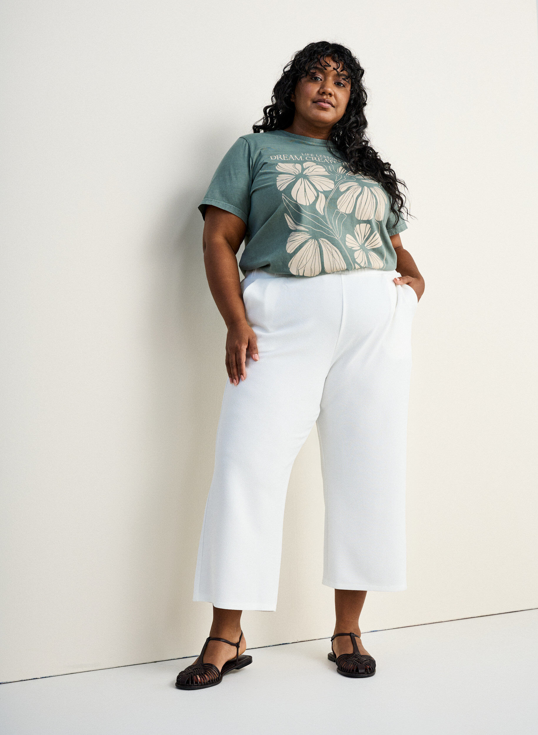 ZizziLosse broek met 7/8 lengte, Beige, Image image number 0