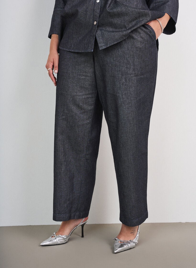 Straight-fit jeans met glitterdraad, Grijs, Model image number 2